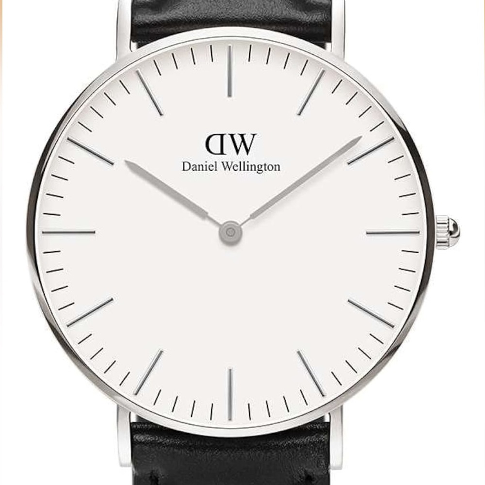 Daniel Wellington Silver and Black Leather Watch